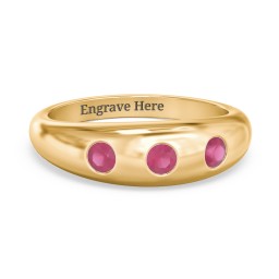 Round Stone Dome Ring in 18K Gold Plated Silver with Ruby, Lavender Premium Zirconia, and Mint Premium Zirconia