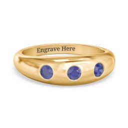 Round Stone Dome Ring in 18K Gold Plated Silver with Blue Sapphire, Lavender Premium Zirconia, and Mint Premium Zirconia