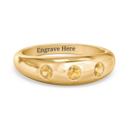 Round Stone Dome Ring in 18K Gold Plated Silver with Citrine, Lavender Premium Zirconia, and Mint Premium Zirconia