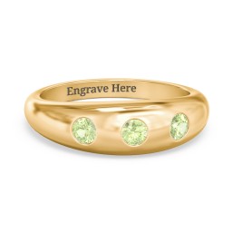 Round Stone Dome Ring in 18K Gold Plated Silver with Peridot, Lavender Premium Zirconia, and Mint Premium Zirconia
