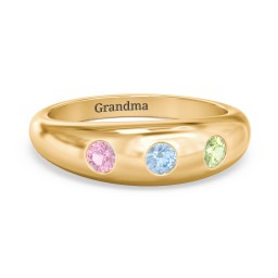 Round Stone Dome Ring in 18K Gold Plated Silver with Pink Tourmaline, Blue Topaz, Peridot, Lavender Premium Zirconia, and Mint Premium Zirconia