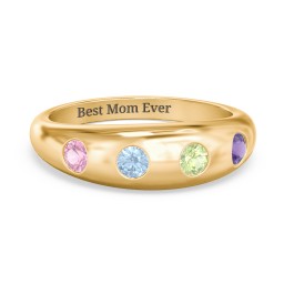 Round Stone Dome Ring in 18K Gold Plated Silver with Pink Tourmaline, Blue Topaz, Peridot, Lavender Premium Zirconia, and Mint Premium Zirconia