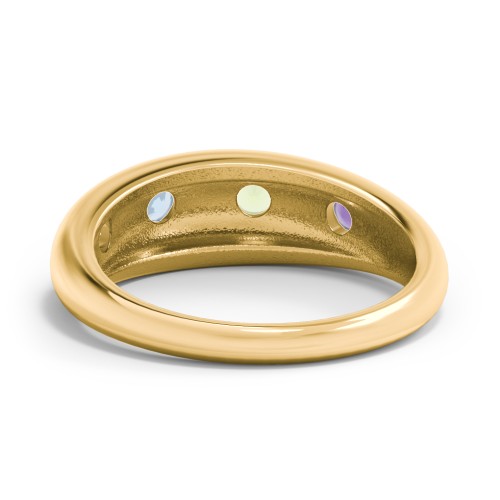 Round Stone Dome Ring – 18K Gold Plated Silver with Pink Tourmaline, Blue Topaz, Peridot, and Amethyst