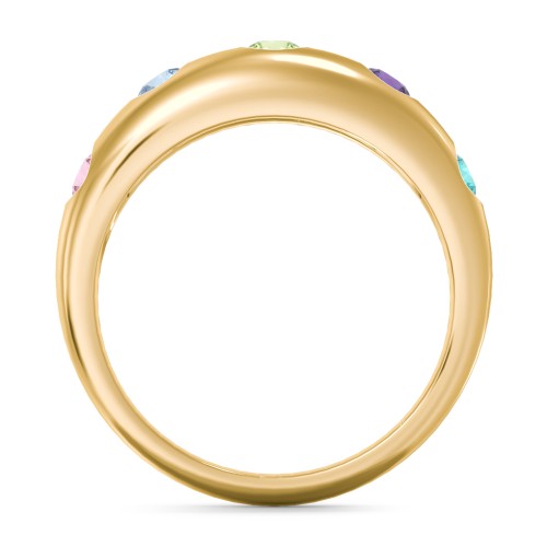 Round Stone Dome Ring – 18K Gold Plated Silver with Pink Tourmaline, Blue Topaz, Peridot, Amethyst, and Mint Premium Zirconia
