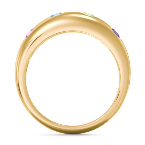 Round Stone Dome Ring – 18K Gold Plated Silver with Pink Tourmaline, Blue Topaz, Peridot, and Amethyst
