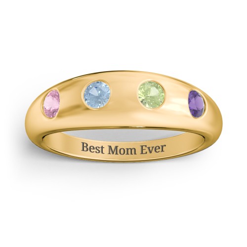 Round Stone Dome Ring – 18K Gold Plated Silver with Pink Tourmaline, Blue Topaz, Peridot, and Amethyst