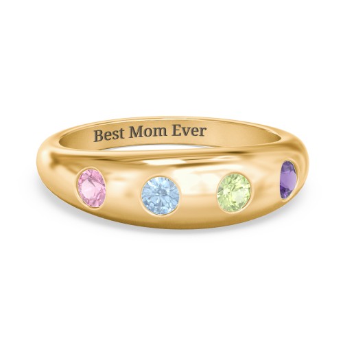 Round Stone Dome Ring – 18K Gold Plated Silver with Pink Tourmaline, Blue Topaz, Peridot, and Amethyst
