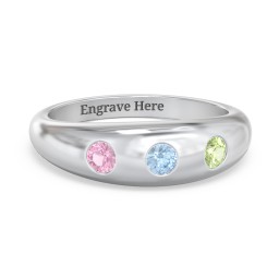 Round Stone Dome Ring in 925 Sterling Silver with Pink Tourmaline, Blue Topaz, Peridot, Lavender Premium Zirconia, and Mint Premium Zirconia