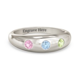 Round Stone Dome Ring in 10K Solid White Gold with Pink Tourmaline, Blue Topaz, Peridot, Lavender Premium Zirconia, and Mint Premium Zirconia