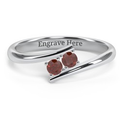 2 Birthstone Bypass Ring