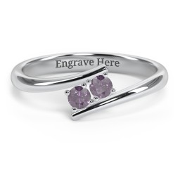 2 Birthstone Bypass Ring