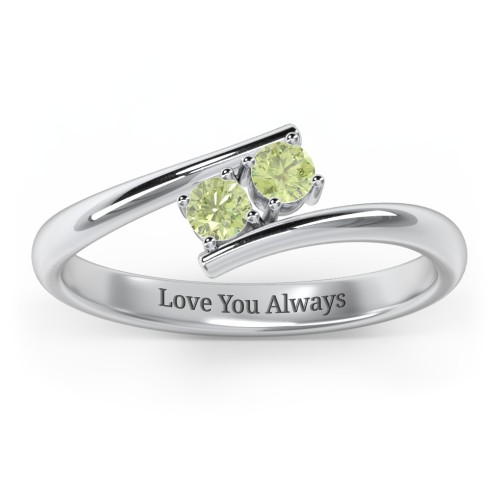 2 Birthstone Bypass Ring