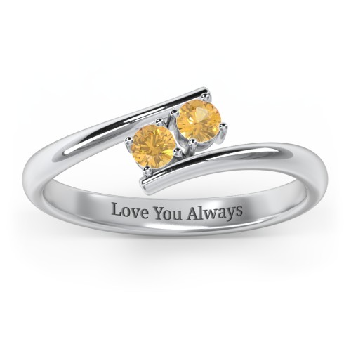 2 Birthstone Bypass Ring