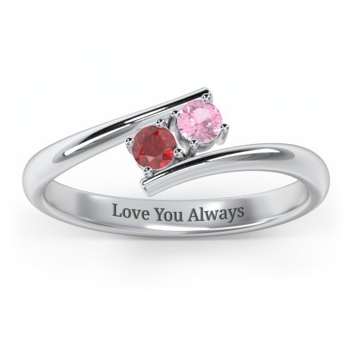 2 Birthstone Bypass Ring