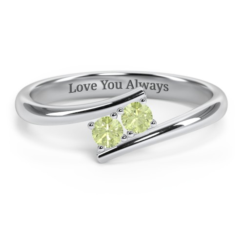 2 Birthstone Bypass Ring