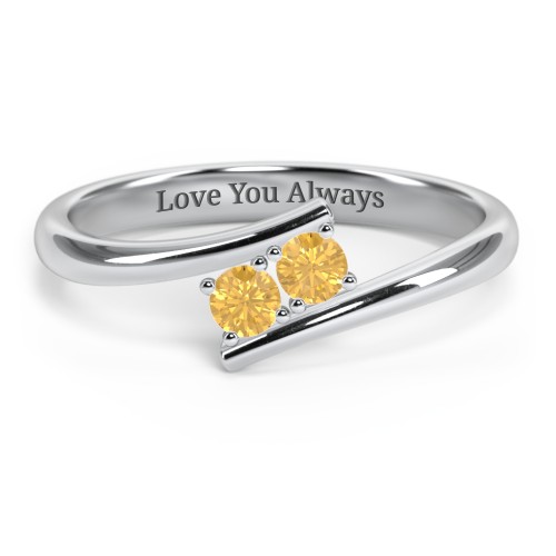 2 Birthstone Bypass Ring