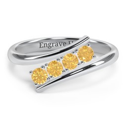 4 Birthstone Bypass Ring
