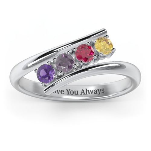 4 Birthstone Bypass Ring