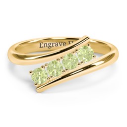 4 Birthstone Bypass Ring in 18K Gold Plated Silver with Peridot