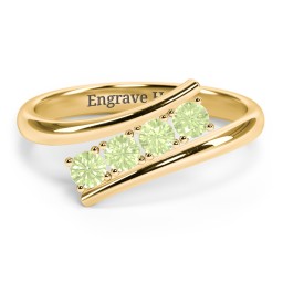 4 Birthstone Bypass Ring in 18K Gold Plated Silver with Peridot