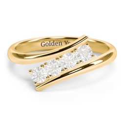 4 Birthstone Bypass Ring in 18K Gold Plated Silver with Cubic Zirconia