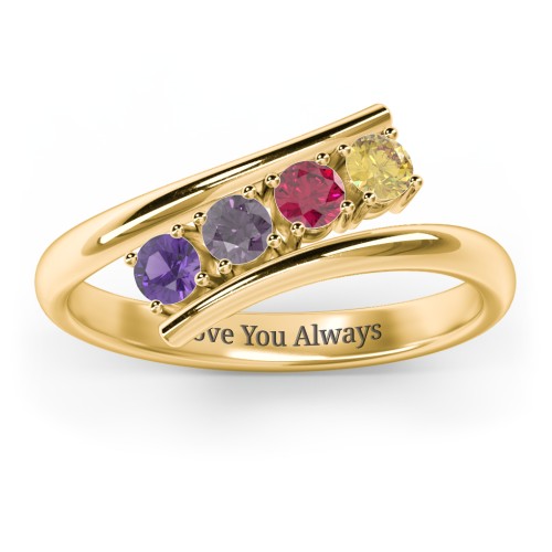 4 Birthstone Bypass Ring – 10K Yellow Gold with Amethyst, Alexandrite, Ruby, and Citrine