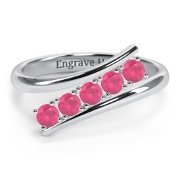 5 Birthstone Bypass Ring