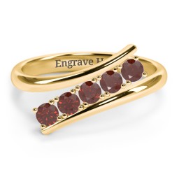 5 Birthstone Bypass Ring in 18K Gold Plated Silver with Garnet