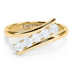 5 Birthstone Bypass Ring in 18K Gold Plated Silver with Aquamarine