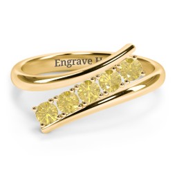 5 Birthstone Bypass Ring in 18K Gold Plated Silver with Citrine