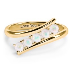 5 Birthstone Bypass Ring in 18K Gold Plated Silver with Opal