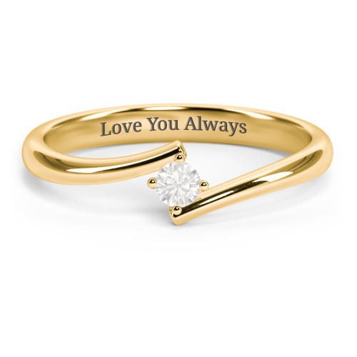 Birthstone Bypass Ring – 18K Gold Plated Silver with Cubic Zirconia