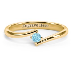 Birthstone Bypass Ring in 18K Gold Plated Silver with Blue Topaz