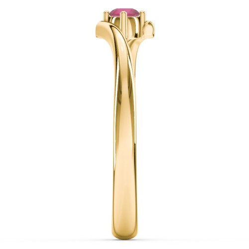 Birthstone Bypass Ring – 18K Gold Plated Silver with Ruby