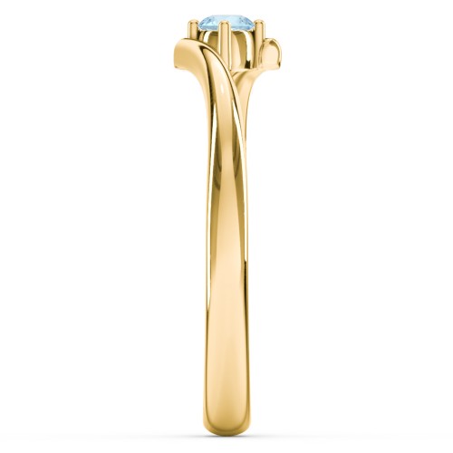 Birthstone Bypass Ring – 18K Gold Plated Silver with Blue Topaz