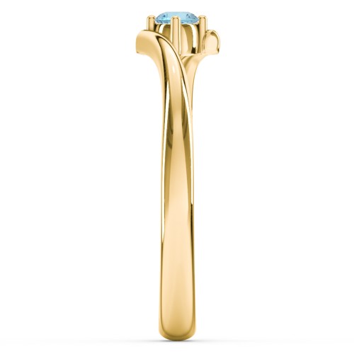 Birthstone Bypass Ring – 18K Gold Plated Silver with Blue Topaz