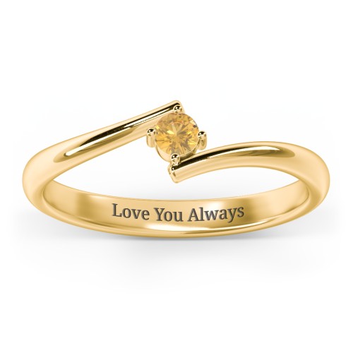 Birthstone Bypass Ring – 18K Gold Plated Silver with Citrine