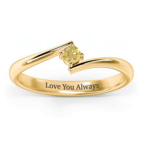 Birthstone Bypass Ring – 18K Gold Plated Silver with Citrine