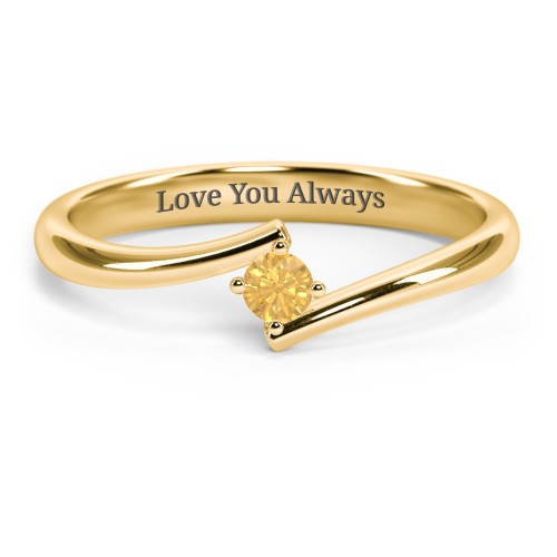 Birthstone Bypass Ring – 18K Gold Plated Silver with Citrine