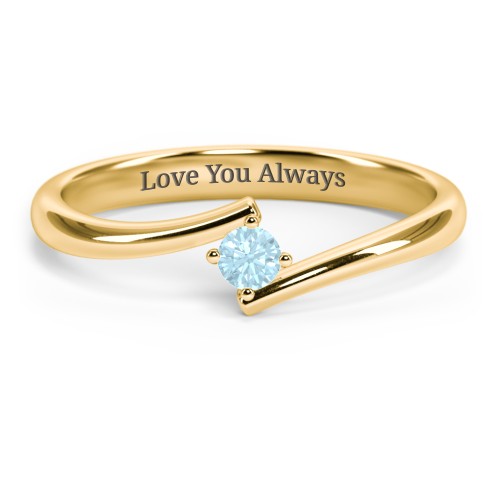 Birthstone Bypass Ring – 18K Gold Plated Silver with Blue Topaz