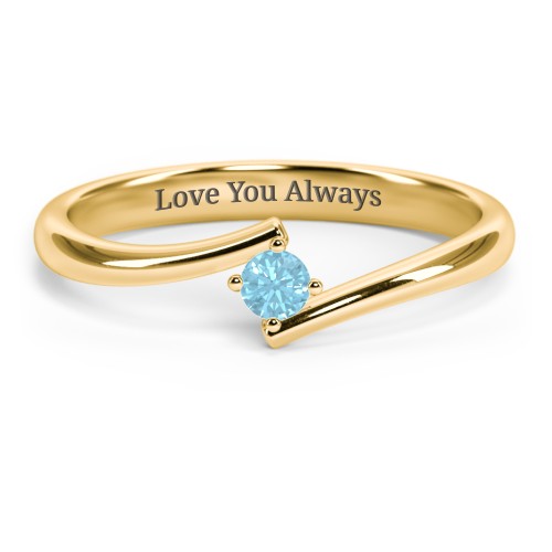 Birthstone Bypass Ring – 18K Gold Plated Silver with Blue Topaz