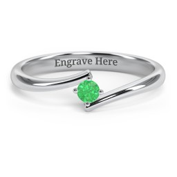 Birthstone Bypass Ring in 925 Sterling Silver with Emerald
