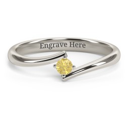 Birthstone Bypass Ring in 10K Solid White Gold with Citrine