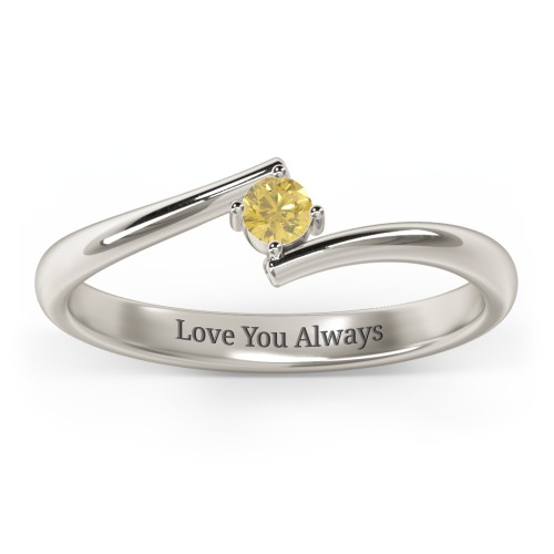 Birthstone Bypass Ring – 10K White Gold with Citrine