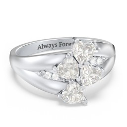 Multi-Heart Split-Band Ring in 925 Sterling Silver with Cubic Zirconia