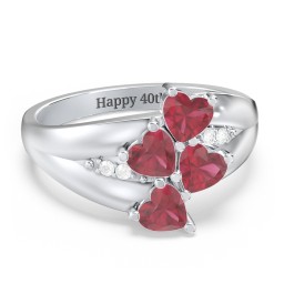 Multi-Heart Split-Band Ring