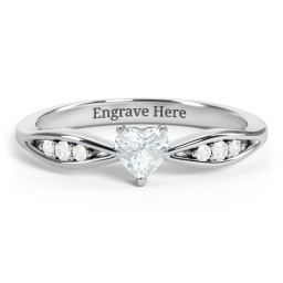 Heart Gemstone Promise Ring with Trio Set Accent Stones