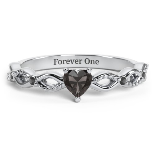 Twisted Vine Gemstone Heart Promise Ring with Accent Stones