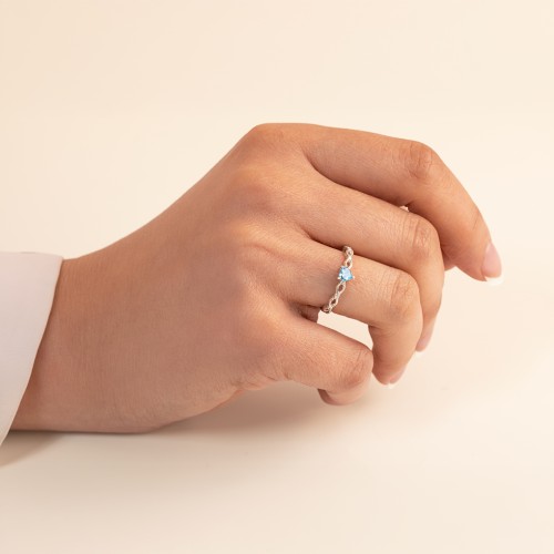 Twisted Vine Gemstone Heart Promise Ring with Accent Stones – 10K White Gold with Pink Tourmaline and Fancy Pink Premium Zirconia
