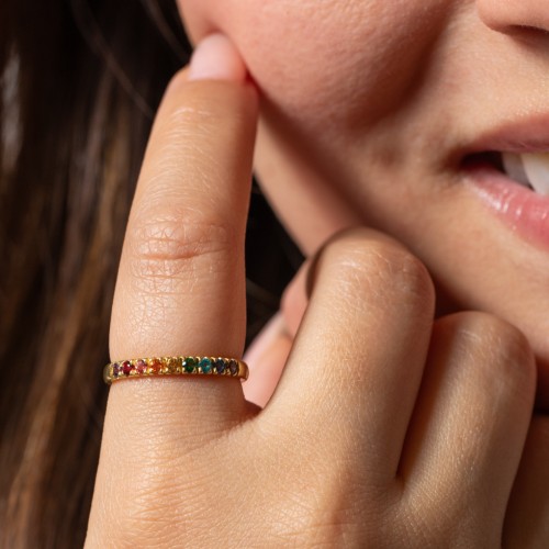 Rainbow Stackable Ring - 2.5mm – Sterling Silver with Topaz - Rainbow